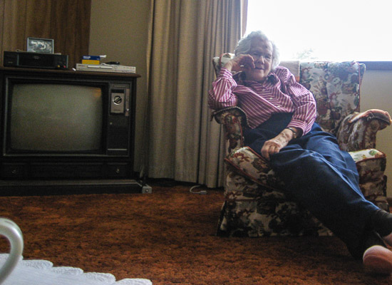 Grandma Anderson sitting in her living room