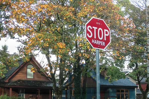Stop Harper sign, Vancouver, BC