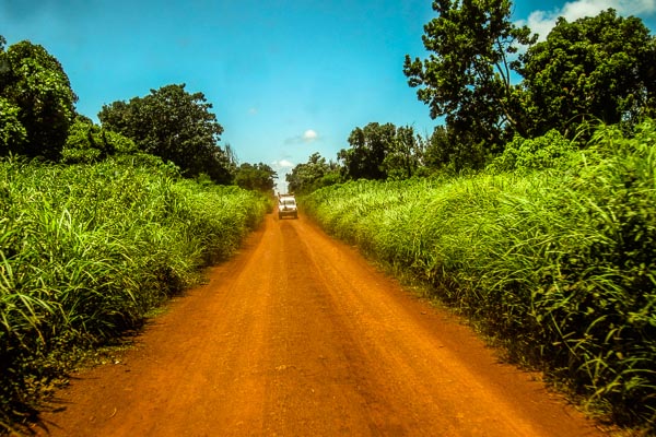 An MSF Land Cruiser driving from Bambari to Grimari in Ouaka, Central African Republic