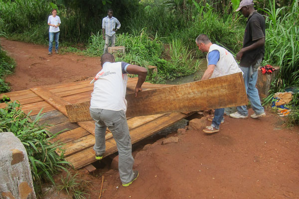 Cyrille and Mark removing our portable bridge deck planks