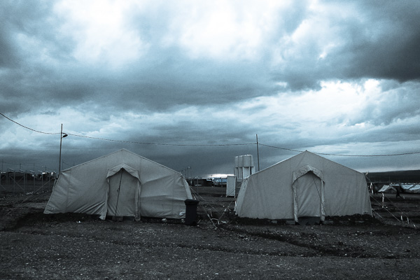 Two surviving tents at the MSF-supported primary health centre, Domiz Refugee Camp, March 2013