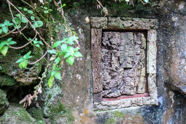 Cork-insulated window at the Capuchos Convent