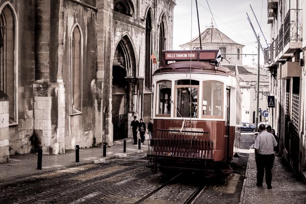 Electric tram in Lisbon, Portugal