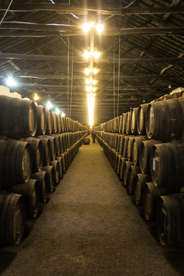 Hundreds of barrels of Taylor's port ageing in the cellars at Porto