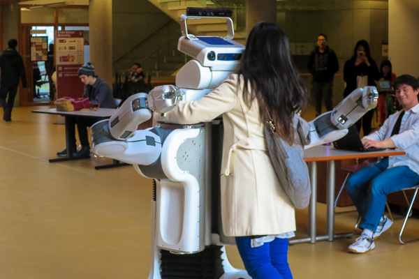 Robot hugging a human at UBC