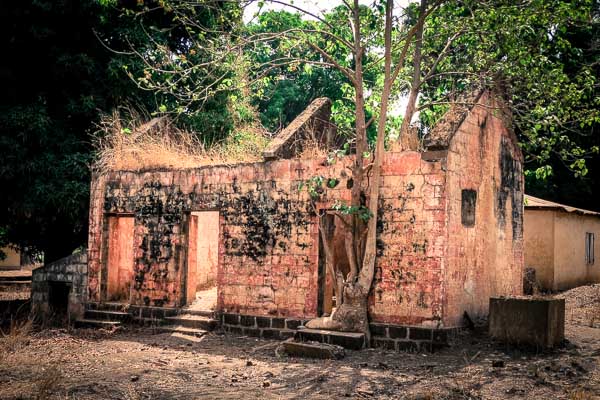 Abandoned French colonial administrative buildings in Kouroussa, Guinea