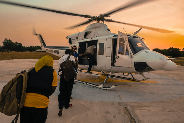 Boarding a Bell 412 in Monguno, Nigeria