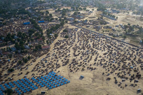 IDP camp from above, Monguno, Borno State, Nigeria